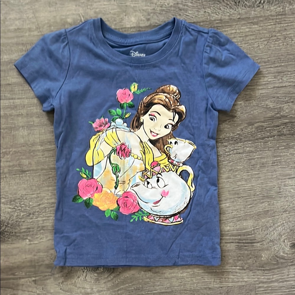 Disney Blue Short Sleeve Tee with Floral Character Design